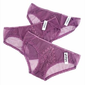 3 for $10 BOOTAY BAG Burgundy Lace Bikini Hipster Panty Women's SMALL